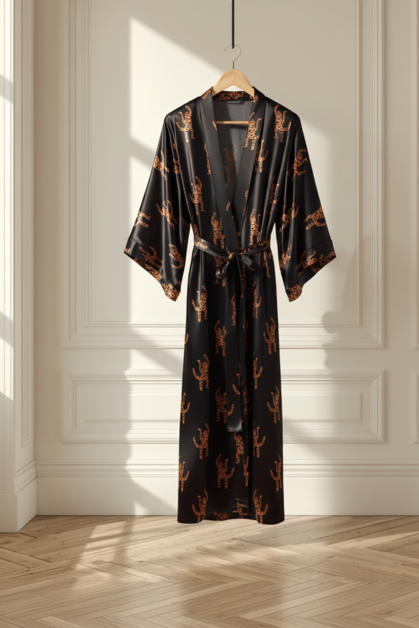 Kimono Selene su gruccia - stampa tigre densa